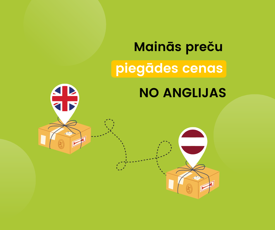Mainās preču piegādes cenas no Anglijas