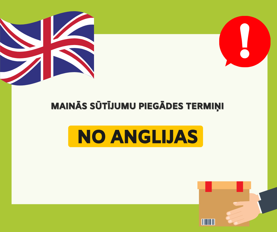 Mainās sūtījumu piegādes termiņi no Anglijas